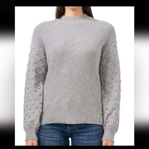Vince Camuto Gray Textured Crew Neck Sweater